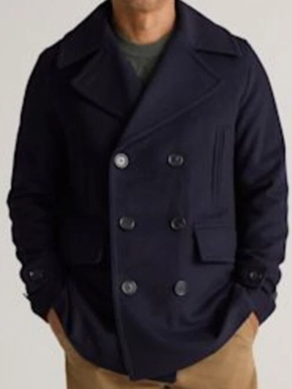 Quince Italian Wool Peacoat, Cadet Blue, Size Medium, New With Tags